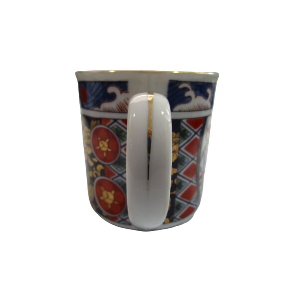 Vintage Japanese Porcelain Imari Mug With Floral Bird Design EUC Red Blue - Picture 7 of 11